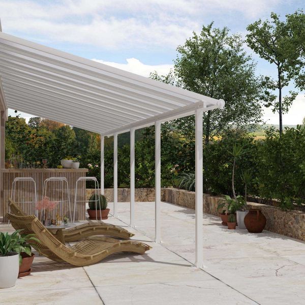 Pergola à adosser en aluminium blanc et polycarbonate Olympia - Canopia by Palram