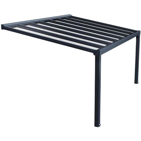 Pergola à adosser en aluminium gris et polycarbonate Stockholm