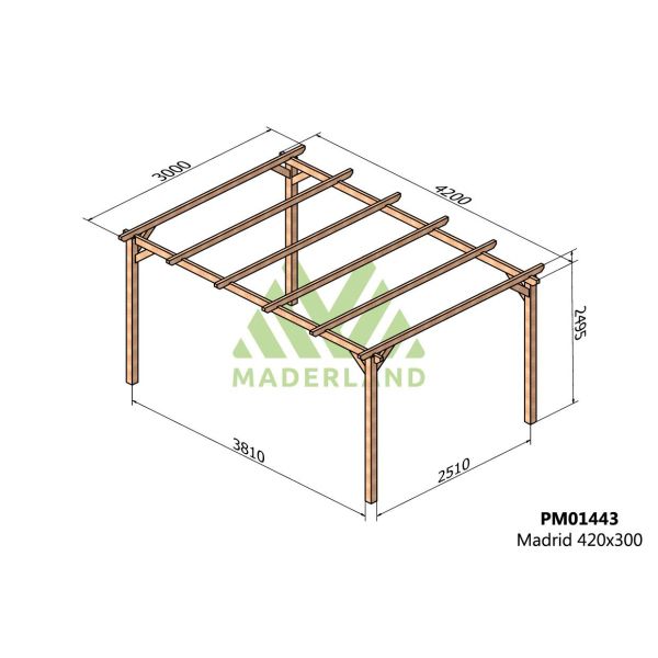 Pergola en bois massif Madrid - Maderland