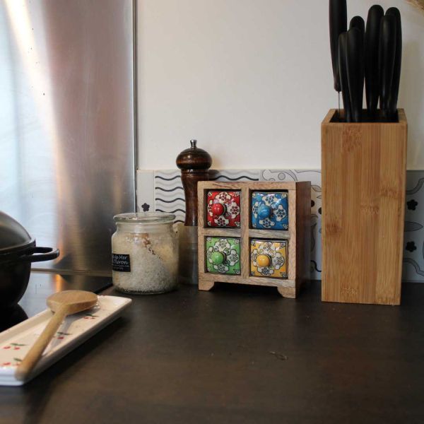 Petit meuble de rangement 4 tiroirs colorés - 29,90