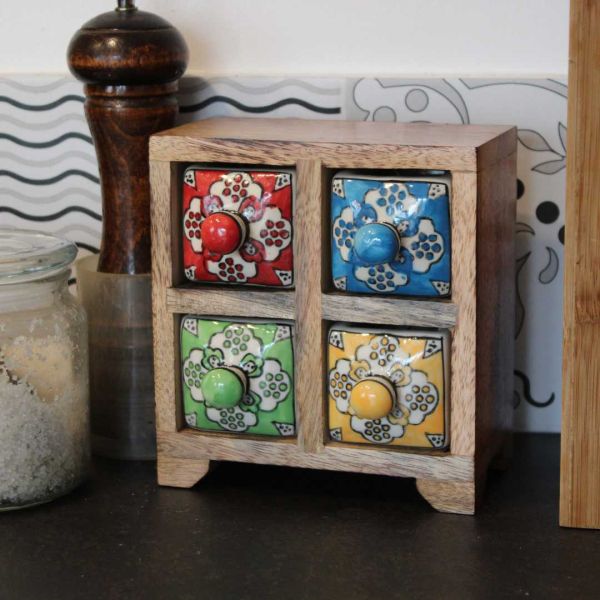 Petit meuble de rangement 4 tiroirs colorés - SIG-0196