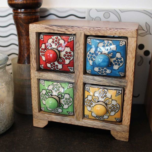 Petit meuble de rangement 4 tiroirs colorés - 7