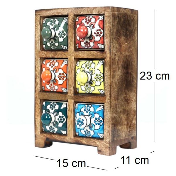 Petit meuble de rangement 6 tiroirs colorés - ORIGEN
