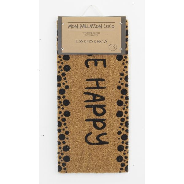 Petit paillasson Be Happy en coco - AUB-5367