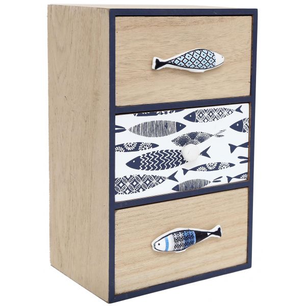 Petit rangement 3 tiroirs poissons 27 cm