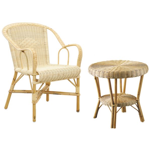 Petit salon crapaud en moelle de rotin