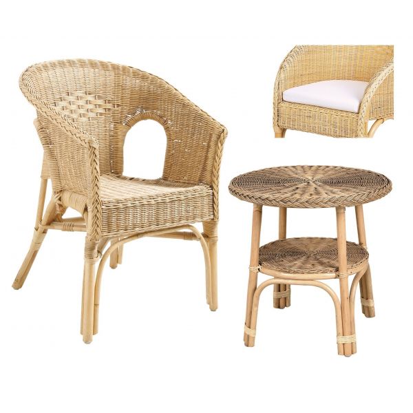 Petit salon en rotin Léa