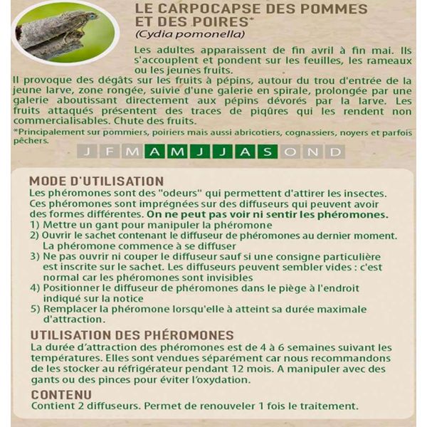 Phéromones Carpocapse des pommes et des poires Cydia pomonella (2 capsules) - 