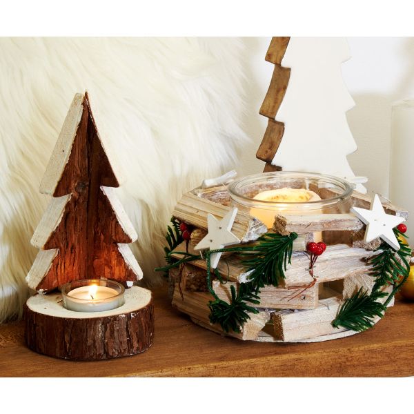 Photophore Noël en bois et verre - AUBRY GASPARD