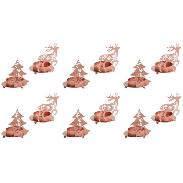 Photophore de Noël en métal cuivré (Lot de 12)