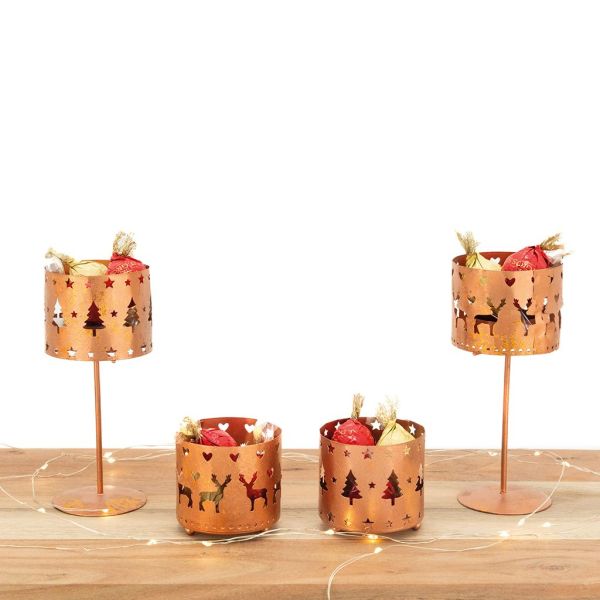 Photophore de Noël sur pied en métal cuivré (Lot de 6) - AUBRY GASPARD