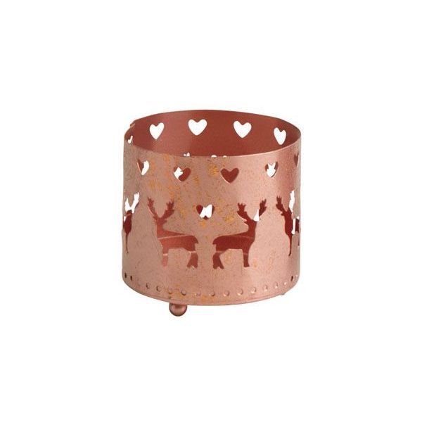 Photophore de Noël rond en métal cuivré (Lot de 2) - AUB-2313