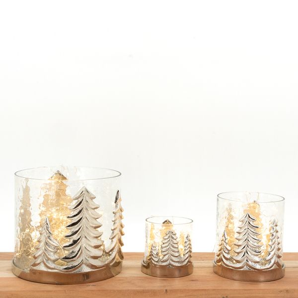 Photophore Sapin en verre et aluminium - AUB-5979