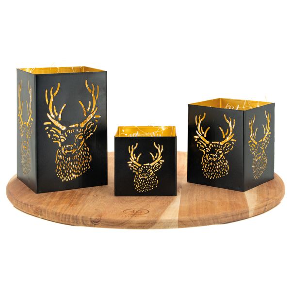 Photophore carré tête de cerf (Lot de 3) - AUB-3415