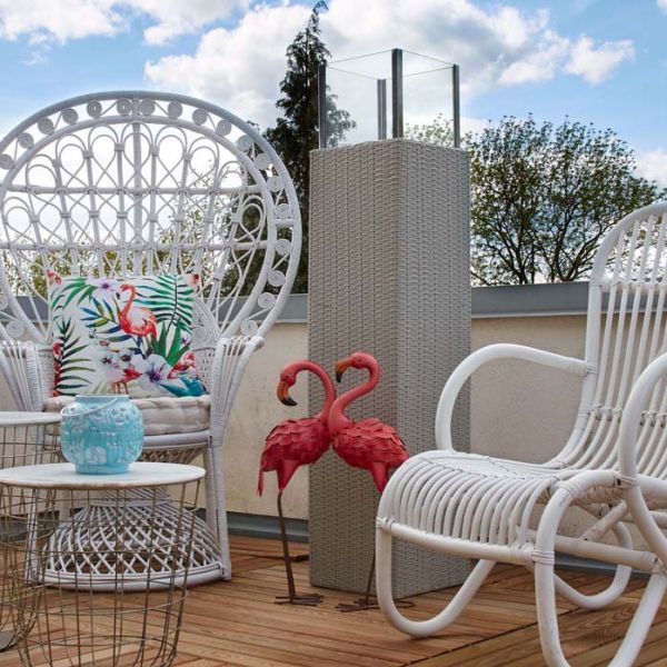 Photophore d’extérieur gris en résine et verre - AUBRY GASPARD