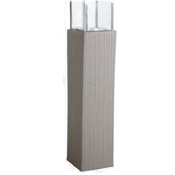 Photophore d’extérieur gris en résine et verre - AUB-2916