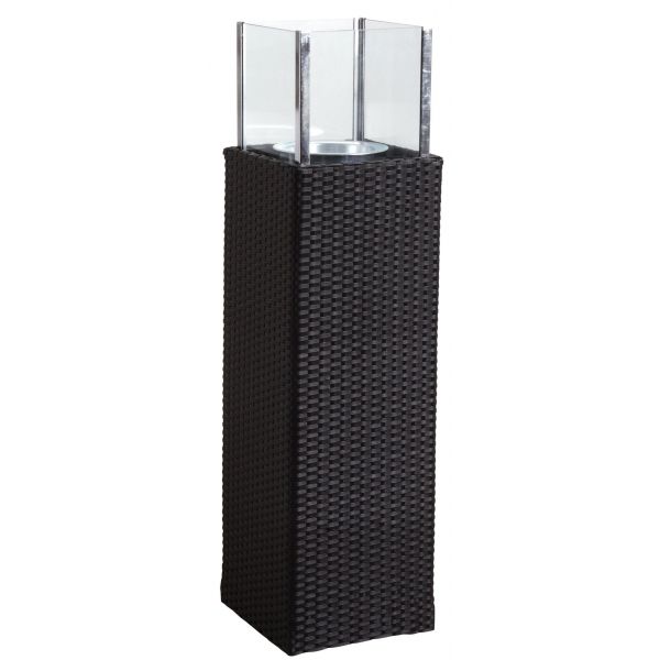 Photophore d'extérieur noir en résine et verre