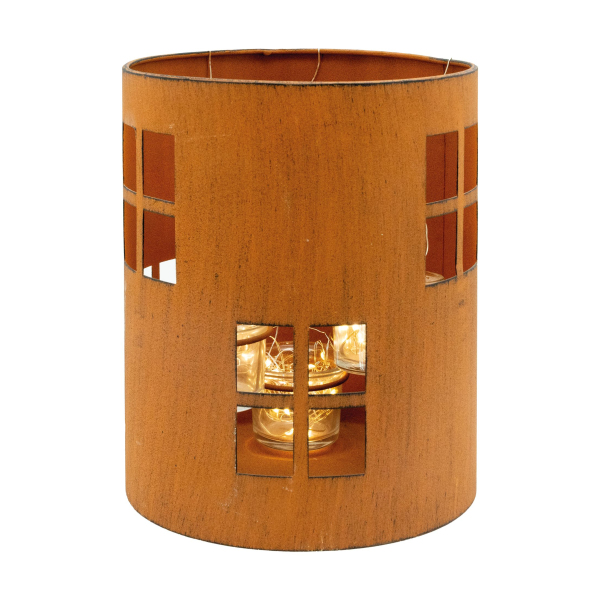 Photophore de jardin en métal rouillé - AUBRY GASPARD