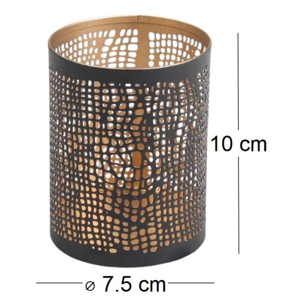 Photophore en métal ajouré 7.5 x 10 cm (Lot de 2) - IMH-0320