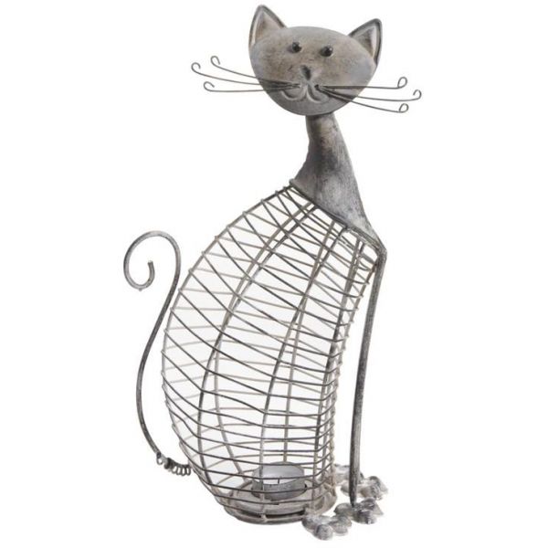 Photophore métal chat