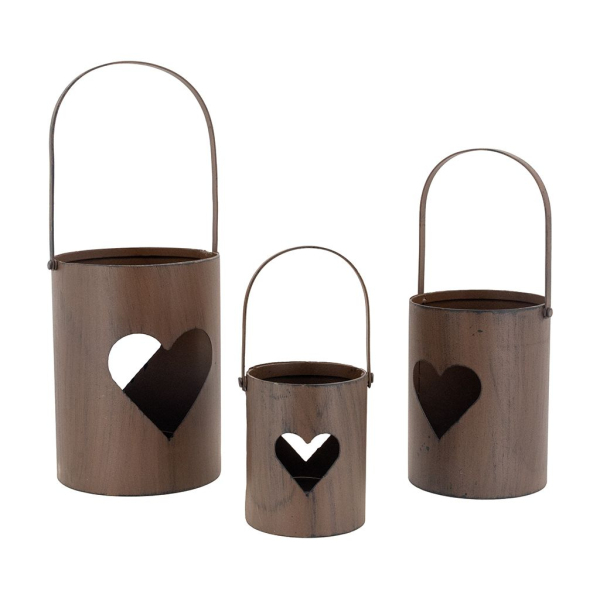 Photophore en métal rouillé (Lot de 3)