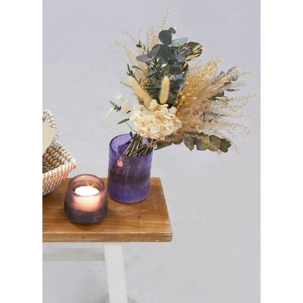 Photophore rond en verre teinté violet - 6