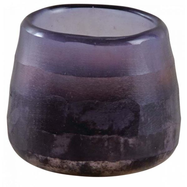 Photophore rond en verre teinté violet