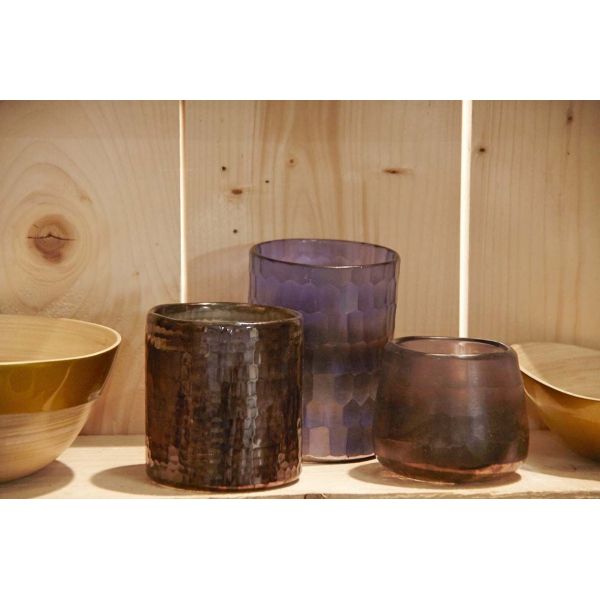 Photophore rond en verre teinté violet - 9,90