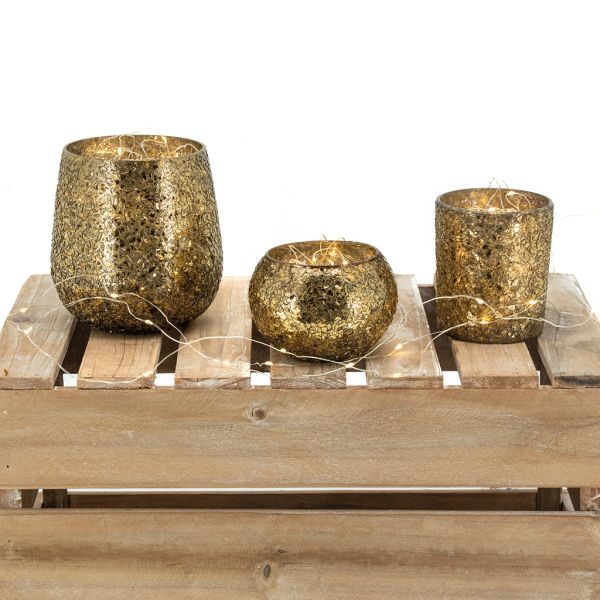 Photophore ronds en verre doré - AUBRY GASPARD