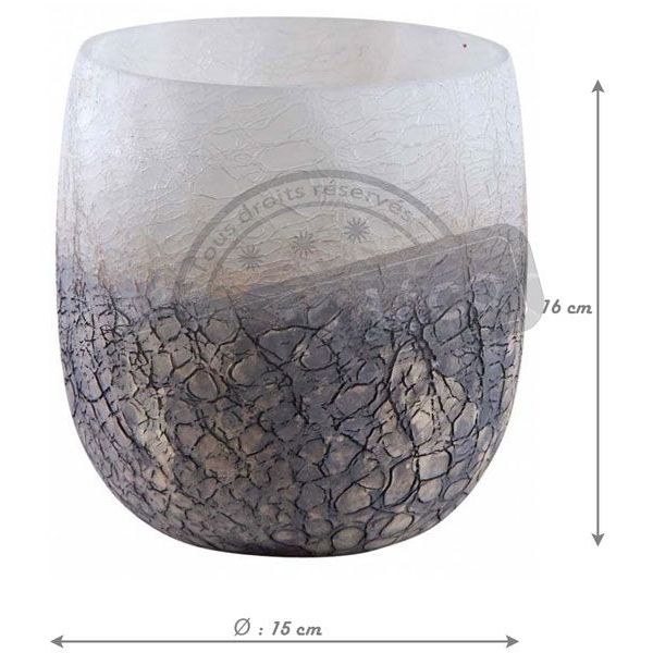 Photophore en verre givré doré et blanc 15 cm - 5