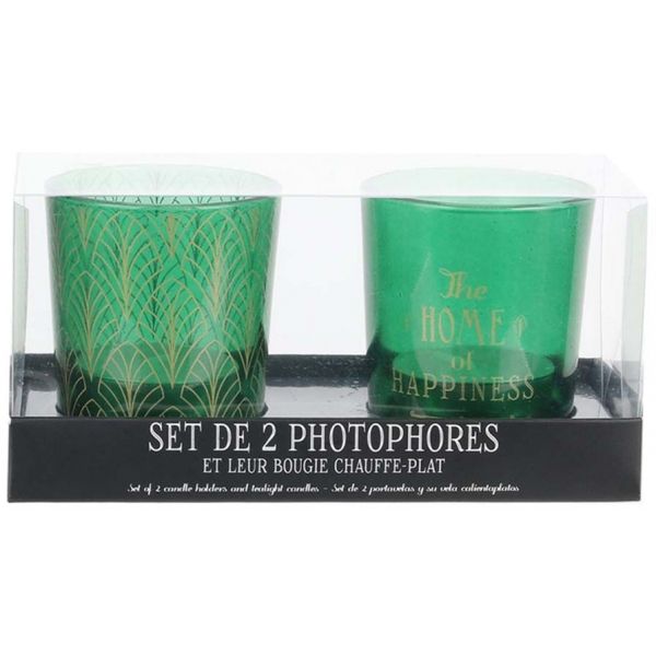 Photophore en verre à messages (Lot de 2) - THE HOME DECO FACTORY