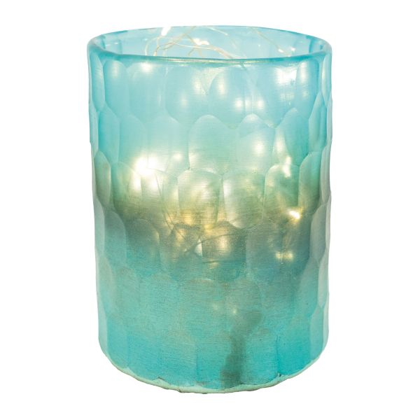 Photophore en verre mosaique turquoise - AUBRY GASPARD