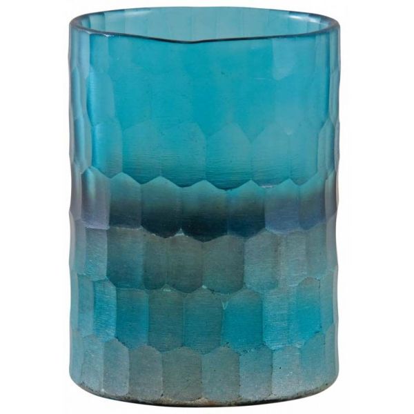 Photophore en verre mosaique turquoise