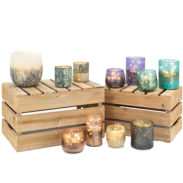 Photophore en verre mosaique violet - AUB-3526