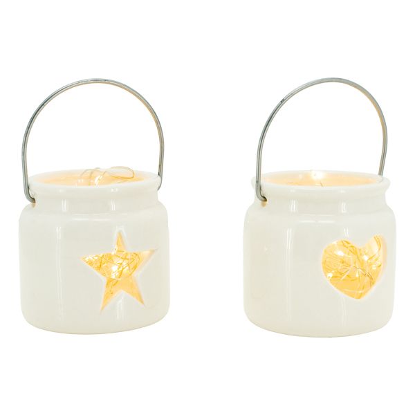 Photophore en verre teinté Noel (Lot de 2) - AUBRY GASPARD