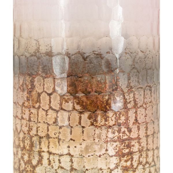 Photophore en verre teinté rose et doré 8 cm - 11,90