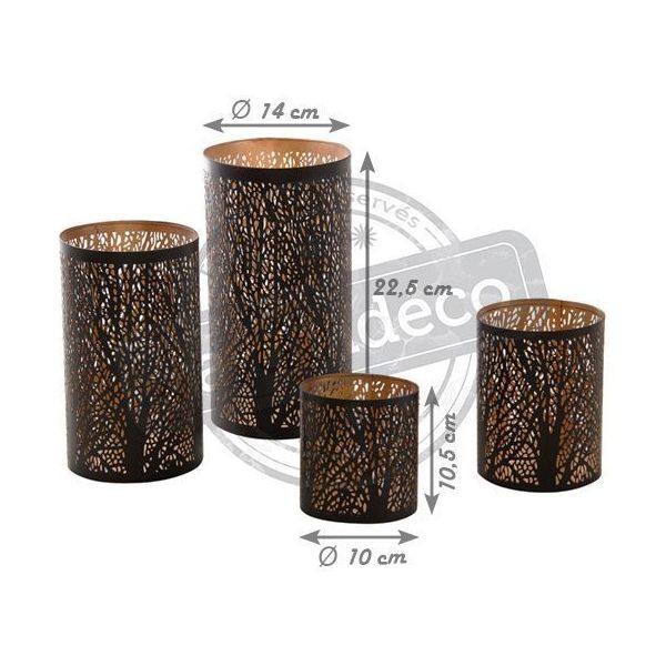 Photophores cylindriques noir et or (Lot de 4) - AUBRY GASPARD