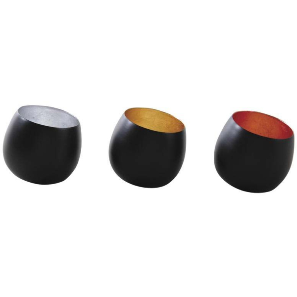 Photophores inclinés métal intérieur métallisé (Lot de 3)