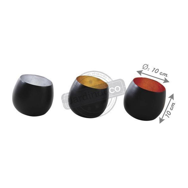 Photophores inclinés métal intérieur métallisé (Lot de 3) - AUBRY GASPARD