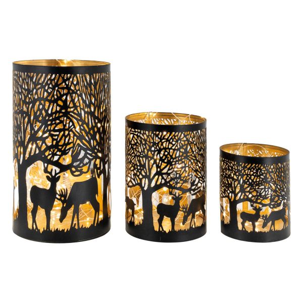 Photophores en métal Cerfs (Lot de 3) - AUBRY GASPARD