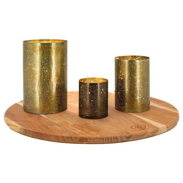 Photophores en métal doré (Lot de 3) - AUB-3795