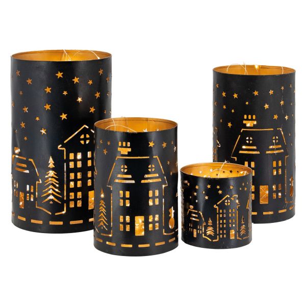 Photophores en métal noir et doré Maison (lot de 4) - AUBRY GASPARD