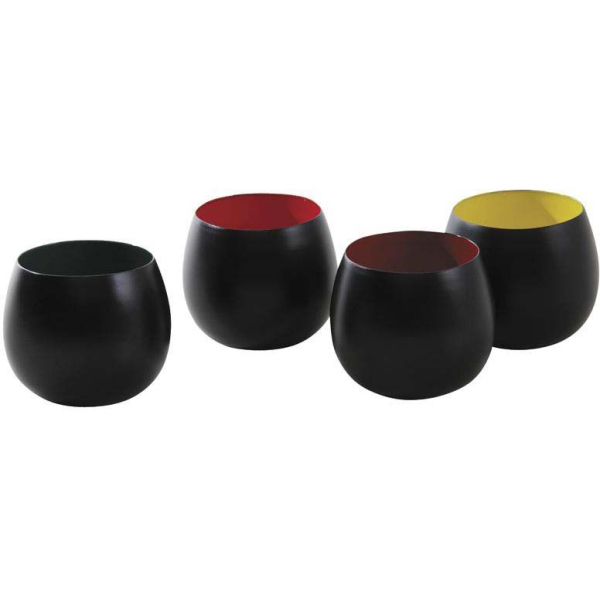 Photophores ronds en métal intérieur émaillé (Lot de 4)