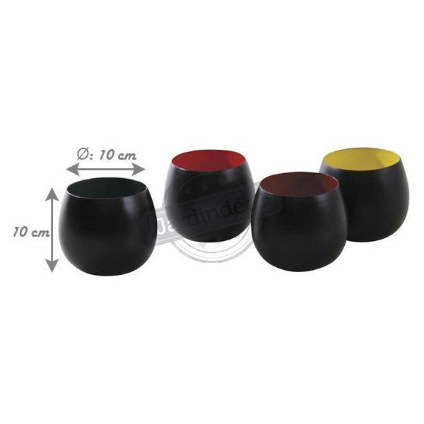 Photophores ronds en métal intérieur émaillé (Lot de 4) - AUBRY GASPARD