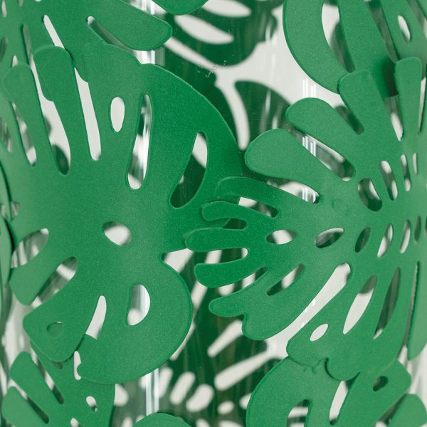 Photophores ronds verts feuilles tropicales métal (Lot de 2) - 5