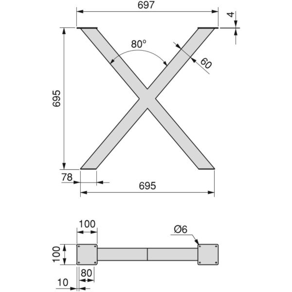 Pieds en acier pour table Cross - EMU-0277