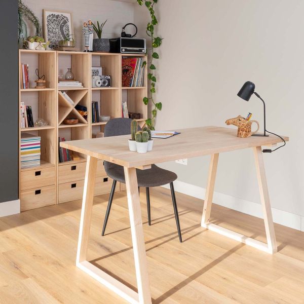 Ensemble pieds de table modulable en pin massif et plateau Bok - ASTIGARRAGA