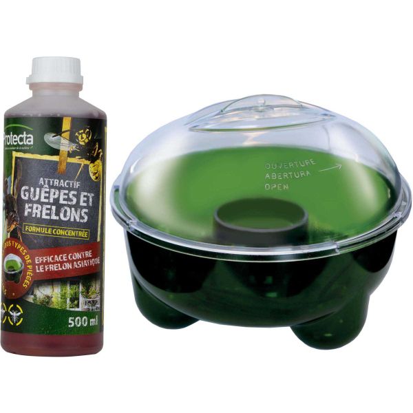 Piège à guêpes et frelons bicolore 2.4 litres avec attractif 500 ml