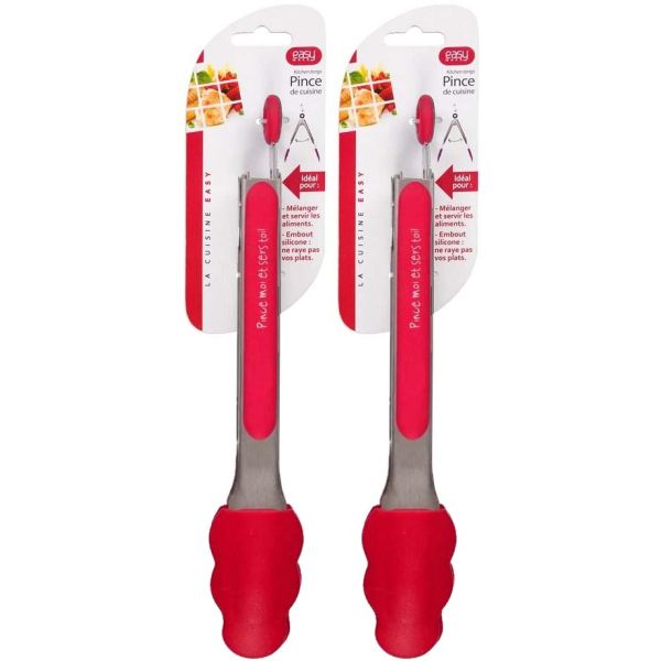 Pince de cuisine en silicone coloré (Lot de 2)
