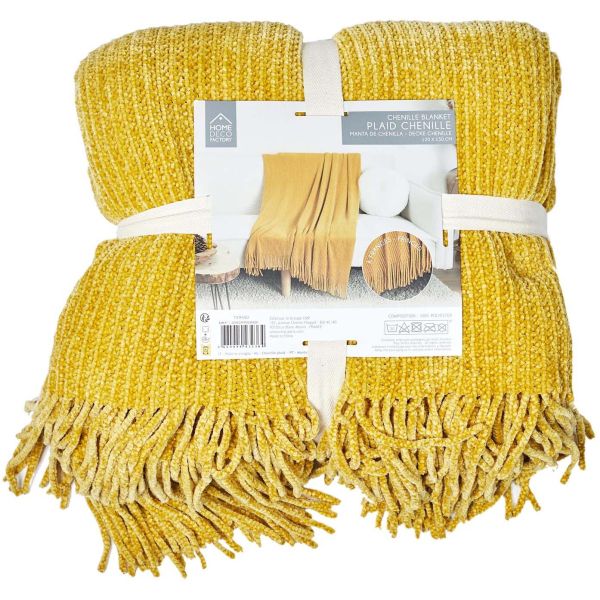 Plaid chenille en polyester avec franges 120 x 150 cm - 5